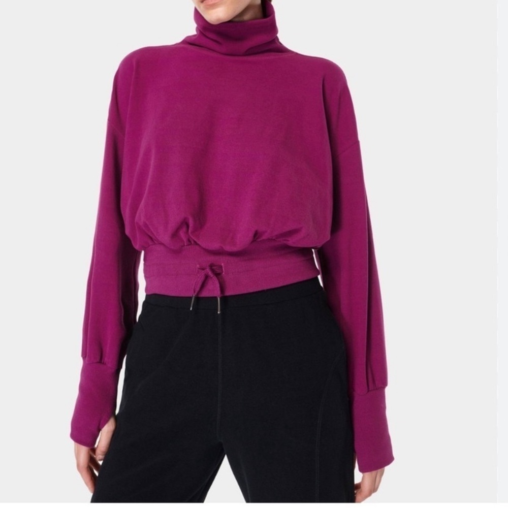 Sweaty Betty Womens Melody Luxe Fleece Pullover Size 6 Amaranth Pink Funnel Neck
